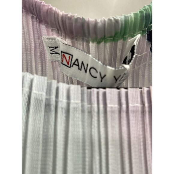 Nancy Yang Art-Inspired Midi Dress Abstract Floral Pleated Medium NWT - Picture 7 of 7